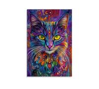 Fantasy Cat Canvas Wall Decor Mysterious Colors Kitten Theme Poster Wall Art for Living Room Bedroom Artwork (2) Canvas Art Room Aesthetic Decorative Art Prints Suitable for Living Rooms Bedrooms Offi