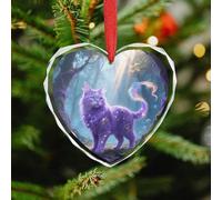 Fantasy Cat Christmas Ornaments - Heart Christmas Tree Decorations with Red String, Winter Holiday Keepsake Pendant for Fireplace, Mantel, Wreath Holiday Party Decor (3.1 Inch)