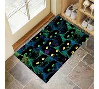 Fantasy Cat Doormat - Inside And Outside Welcome Mat, Neon Green Indoor Front Doormat With Non-Slip Backing, Heavy Duty Entrance Mat, 45 X 75 Cm Magical Animals