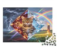 Fantasy Cat Element Magic 1000 Piece Jigsaw Puzzle Paper for Adults Storm Rainbow Scene Puzzle Game for Family Relaxation Gift Decor 52x38cm/1000pcs
