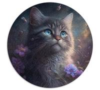 Fantasy Cat Jigsaw Puzzles 1000 Pieces for Adults Round Puzzles 1000 Pieces for Adults Brain Challenge Gift, Educational Activity for Teenagers 67.5x67.5cm