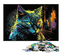 Fantasy Cat Jigsaw Puzzles 1000 Pieces for Adults Wooden Jigsaw Puzzles for Home Decor & Holiday Fun 50x75CM/19.68x29.52inch