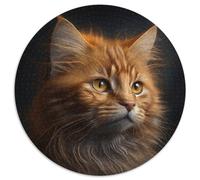 Fantasy Cat Jigsaw Puzzles for Adults, 1000 Piece 1000 Piece Round Jigsaw Puzzle Brain Teaser Game, Interactive Family Game, Suitable for Ages 14+ 67.5x67.5cm