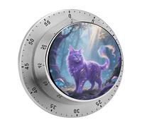 Fantasy Cat Kitchen Timer Visual Timer for Cooking 60 Minute Wind Up Timers Stainless Steel Manual Magnetic Countdown Visual Mechanical Timers Cooking Clock with Loud Alarm