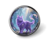 Fantasy Cat Lapel Pin, Metal Round Badge Lightweight, Fashionable Brooch Pins for Clothing, Ideal Gift for Family & Friends