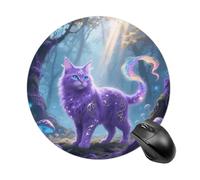 Fantasy Cat Mouse Pad - Ultra Thin, 7.8 Inch Round Mousepad with Non-Slip Rubber Base, Waterproof Mouse Mat for Office, Gaming