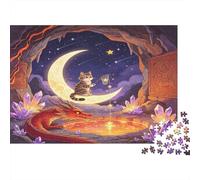 Fantasy Cat on Moon 1000 Piece Jigsaw Puzzle Paper for Adults Magical Cave Dragon Focus Home Decor Gift 70x50cm/1000pcs