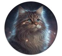 Fantasy Cat Puzzles 1000 Pieces for Adults Round Jigsaw Puzzle 1000 Pieces Adult Game Gift Family Interactive Game Brain Challenge Gift 67.5x67.5cm