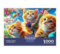 Fantasy Cat Scene Jigsaw Puzzles for Adults 1000 Piece Jigsaw Puzzle for Adults Educational Game 1000 PiecesFloral Cats Puzzles for Adult Challenging & Brainteasing Puzzle Game for The me