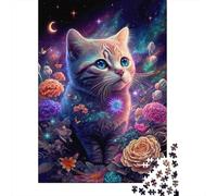Fantasy Cat Starry Night 1000 Pieces Eco-Friendly Puzzle Adult Hobbyists Portable Mind Decompression Hours Entertainment 70x50cm/1000pcs