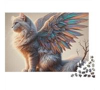 Fantasy Cat Winged 1000 Piece Jigsaw Puzzles for Adults Colourful,Cherry Blossom Path Fun Challenging & Brainteasing 1000 Pc Adults Jigsaw Puzzle 100% Recvcled Cardboard70x50cm/1000pcs