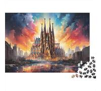 Fantasy Cathedral City 1000 Piece Jigsaw for Adults Gothic Castle Sunset River Premium Thick Sturdy Vibrant Challenging Hard Stress Relief 52x38cm/1000pcs