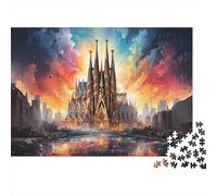 Fantasy Cathedral City Colourful Sunset Cathedral City 1000 Pcs Jigsaws for Adults The Impossible Challenge Brain Development 70x50cm/1000pcs