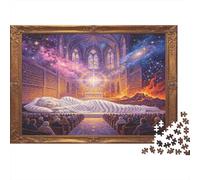 Fantasy Cathedral Hall 1000 Piece Jigsaw Puzzle Paper for Adults Mystical Cosmic Sky Focus Training Relaxation Home Decor Gift 52x38cm/1000pcs
