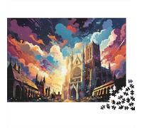 Fantasy Cathedral Sky 1000 Pieces Jigsaw Puzzles for Families GothicCathedral Challenging & Brainteasing Recycled Cardboard 52x38cm/1000pcs