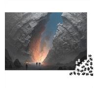 Fantasy Cave Adventure 1000 Pieces Canyon Fire Recycled Cardboard Puzzle for Kids 12+ Rainy Day Indoor Activity Brain Training Team Building Social Icebreaker 38x26cm/1000pcs