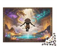 Fantasy Cave Explorer Jigsaw Puzzle for Adults 1000 Piece Jigsaw Puzzle Paper Game Magical Dragon Scene Relaxing Focus Booster Home Decor 52x38cm/1000pcs