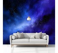 Fantasy Celestial Bodies Galaxies Blue and Purple Wallpaper Mural Photo Kids Bedroom Home Poster Decoration 400x280 cm, Non-Woven Wall Mural Picture Wallpaper Wall Covering for Living Room