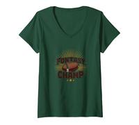 Fantasy Champ: Football Victory for Sports Fanatics V-Neck T-Shirt, Women, Forest Green, S