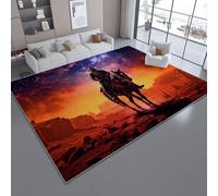 Fantasy Characters And Scenery Area Rug, Orange Color Soft Flannel Carpet, Non-Slip Washable Floor Mat for Living Room Bedroom Kids Room, 160 x 230 cm