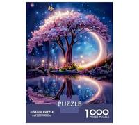 Fantasy Cherry Blossom Tree 1000 Piece Jigsaw Puzzle Paper for Adults Night Moon View Puzzle Game for Family Decor Relax Gift 70x50cm/1000pcs