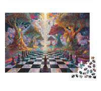 Fantasy Chess Board 1000pc Magic Chess Heavy-duty Cardboard Puzzle for Brain Teaser Lovers Team Building Leisure Entertainment Home Leisure Time 52x38cm/1000pcs