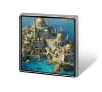 Fantasy City Built on Island Enamel Lapel Pin Badge Brooches for Women Men Jewelry Backpack Hats Decor