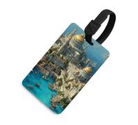 Fantasy City Built on Island Luggage Tag for Suitcase Bag Identifiers Name Card Holder Travel Accessories