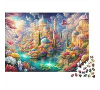 Fantasy City with A Flying Dragon 1000-Piece Jigsaw Puzzle Dreamy City Educational & Challenging, Recycled 52x38cm/1000pcs