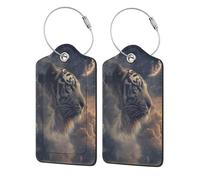 Fantasy Cloud Tiger Leather Stainless Steel Loop Tags Personalized for Women Men Kids 2 Pcs