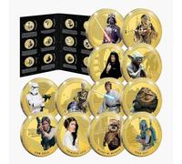 FANTASY CLUB Star Wars Original Trilogy - Set of 12 Gold-Plated Full-Color Coins with Iconic Characters + Deluxe Album | Official Commemorative Collection