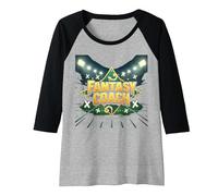 Fantasy Coach: Sports Strategist Dream Team Builder Raglan Baseball Tee, Women, Black/Athletic Heather, L
