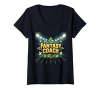 Fantasy Coach: Sports Strategist Dream Team Builder V-Neck T-Shirt, Women, Black, L