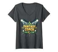 Fantasy Coach: Sports Strategist Dream Team Builder V-Neck T-Shirt, Women, Dark Heather Grey, L