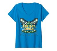 Fantasy Coach: Sports Strategist Dream Team Builder V-Neck T-Shirt, Women, Sapphire, L