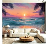 Fantasy Coastal Sunset Wall Art Prints - OrangeLine Art Canvas Paintings for Contemporary Home Design - Sophisticated Aesthetic Gallery Wall Decor for Hallway 300 x 210(WxH)