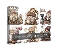 Fantasy Coffee Gnome Puzzles for Adults 1000 Pieces, Impossible Hard Difficult Challenging Art Jigsaw Puzzles, Funny Butterfly Food Cupcake Puzzle