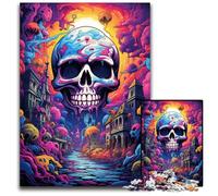 Fantasy Colorful Skull 1000 Piece Jigsaw Puzzles for Adults Puzzles for Adults Perfect for Christmas Halloween Easter New Year 1000 PCS(75x50cm)