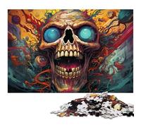 Fantasy Colorful Skull Art 1000-Piece Jigsaw Puzzle cardboard Jigsaw Puzzles for Adults Ideal for Teenagers & Collectors, Travel Gift, Family Activity 26X38CM/10.23x14.96inch