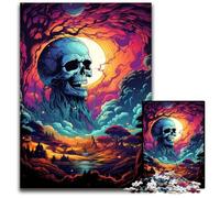 Fantasy Colorful Skull Puzzle 1000 Pieces Jigsaw Wooden Puzzles Perfect for Christmas Halloween Easter New Year 1000 PCS(38x26cm)