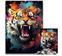 Fantasy Colorful Tiger JigsawPuzzle 1000 Pieces for Adults Wooden Jigsaw Puzzles Colorful Home Decor & Interactive Family Game, 1000 PCS(75x50cm)