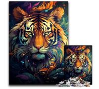 Fantasy Colorful Tiger Puzzles 1000 Pieces for Adults Impossible Jigsaw Puzzles for Adults Challenging Brain Teaser for Teenagers, Family Game Night Fun 1000 PCS(75x50cm)