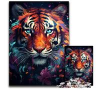 Fantasy Colorful Tiger Puzzles 1000 Pieces for Adults Impossible Jigsaw Puzzles for Adults Challenging Brain Teaser for Teenagers, Family Game Night Fun 1000 PCS(38x26cm)