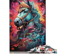 Fantasy Colorful War Horse Puzzle Difficult Hard 100 Percent Recycled Cardboard Jigsaw Puzzle for Women Men 1000pcs (38x26cm)
