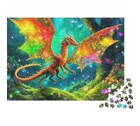 Fantasy Colorful Winged Dragon Jigsaw Puzzle for Adults 1000 Piece Jigsaw Puzzle Magical Forest Style Concentration Relax Gift Home Decoration 70x50cm/1000pcs
