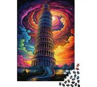 Fantasy Colourful Tower Jigsaw Puzzle for Adults 1000 Piece Jigsaw Puzzle Paper Material Surreal Scenic Relax Focus Family Decor Gift 52x38cm/1000pcs