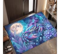 Fantasy Constellation Night Sky Door Mat Indoor, 80 x 120 cm Non-Slip, Washable, Blue-Purple | Crab Moon Coral Low Profile Doormat, Stain Resistant Floor Carpet for High-Traffic Areas, Hallways