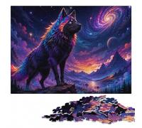 Fantasy Cosmic Wolf under Full Moon Jigsaw Puzzle for Adults, 1000 Pieces | Adult Jigsaw Puzzle: visual matching for a more organised build in spare time.