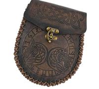 Fantasy Costume Waist Purse Historical Design Water-Resistant PU Leather Clip-on Coin Case for Reenactments Medieval Belt, Black, Mass Beauty