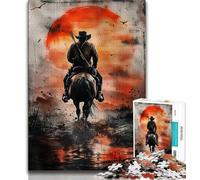 Fantasy Cowboy Desert Puzzles for Teenagers Teens 1000pc Puzzle,Stress Reliever Staycation Kill Time with Matching Poster And Trivia Sheet 50x75cm